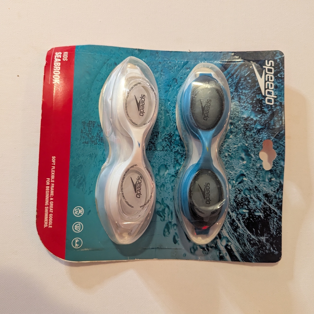 Speedo White and Blue Glasses with Soft Seals